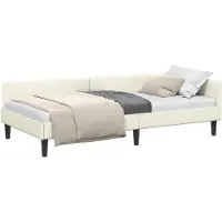 vidaXL Hoek Bed Frame met hoofdeinde Crème 90 cm x 200 cm Fluweel