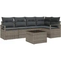 vidaXL Tuinbank Set 6 st Lichtgrijs poly rattan