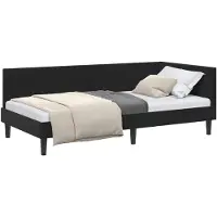 vidaXL Hoek Bed Frame met hoofdeinde Zwart 90 cm x 200 cm Fluweel