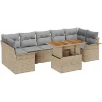 vidaXL Tuinbank Set 8 st beige en lichtgrijs