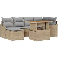 vidaXL Tuinbank Set 7 st beige en lichtgrijs