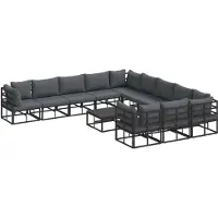 vidaXL Tuinbank Set 12 st Zwart Aluminium
