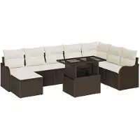 vidaXL Tuinbank Set 9 st Bruin [Synthetisch]: Poly Riet