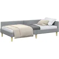vidaXL Hoek Bed Frame Lichtgrijs 90 x 200 cm Stof