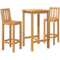 vidaXL Buiten Bar Set 3 st Onbehandeld Massief Teakhout