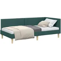 vidaXL Hoek Bed Frame Donkergroen 90 cm x 190 cm Stof en multiplex