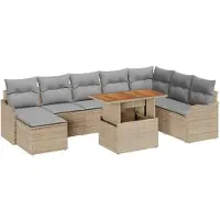 vidaXL Tuinbank Set 9 st beige en lichtgrijs