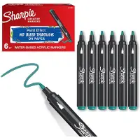 Sharpie Creative Marker Acrylverfmarkers | Ronde punt | Verfmarkers op waterbasis | Inkt loopt niet door en geschikt voor de meeste oppervlakken | Smaragdgroen | 6 stuks