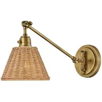 HINKLEY LED Wandlamp Arti | 1X E27 Max 60W | Heritage Brass, Natural Rattan Shade