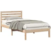 vidaXL Bedframe met hoofdeinde Bruin 90 x 190 cm Massief grenenhout