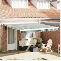 vidaXL Vervangingsdoek voor zonnescherm Groen en Wit 380 x 295 cm