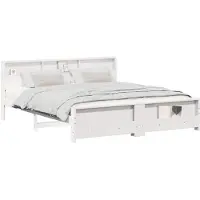 vidaXL Bedframe met plank Wit 180 x 200 cm Massief grenenhout
