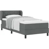 vidaXL Boxspring bed met hoofdeinde Donkergrijs 90 x 190 cm Stof
