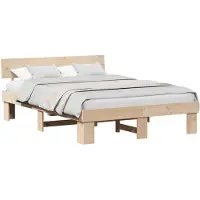vidaXL Bedframe met hoofdeinde, naturel, 140 x 200 cm, massief grenenhout