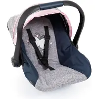Bayer Design Poppen: Autostoel - Grijs, Blauw, Roze Vlinder - Voor Poppen tot 46 cm