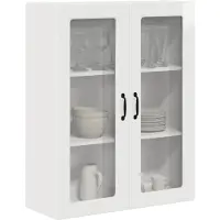 vidaXL Wandglas Kasten PORTO Hoogglans wit 80 x 31 x 100 cm