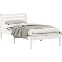 vidaXL Bedframe met hoofdeinde Wit 75 x 190 cm Massief grenenhout