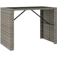 Syfax Bartafel met glazen blad 145x80x110 cm poly rattan grijs