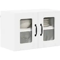 vidaXL Wandglas Kasten LUCCA 2 st Wit Bewerkt hout