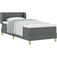 vidaXL Boxspring bed met hoofdeinde Donkergrijs 90 x 200 cm Stof