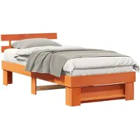vidaXL Bedframe met hoofdeinde Wasbruin 90 x 200 cm Massief grenenhout