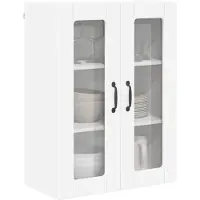 vidaXL Wandglas Kasten PORTO Wit 60 x 31 x 80 cm Bewerkt hout
