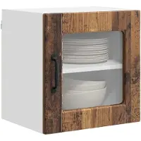 vidaXL Wandglas Kasten PORTO Oudhout 40 x 31 x 40 cm Bewerkt hout