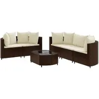 vidaXL 6-delige Loungeset met kussens poly rattan bruin