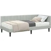 vidaXL Hoekbedframe met Matras met hoofdeinde 2 st Lichtgrijs Fluweel