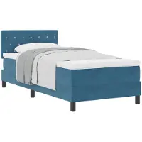 vidaXL Boxspring bed met matras Donkerblauw 90 x 190 cm Fluweel