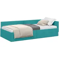 vidaXL Hoek Bed Frame met hoofdeinde Turquoise 100 cm x 200 cm Fluweel