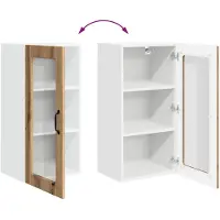 vidaXL Wandglas Kasten LUCCA 2 st Artisanaal eiken Bewerkt hout