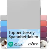 Eterea Cosmesi Naturale etérea Topper Jersey Hoeslaken 200x220 - 220x200 cm Oekotex Made in Green - 100% katoen - Zilver
