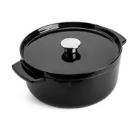 KitchenAid braadpan 26cm - geëmailleerd gietijzer - onyx zwart - rond