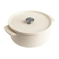 KitchenAid braadpan 26cm - geëmailleerd gietijzer - amandel wit - rond