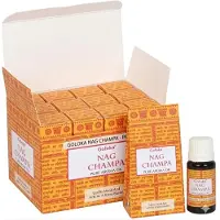 Goloka Nag Champa Aromaolie 24 x 10 ml | Natuurlijke geurolie voor aromatherapie, diffusers en potpourri | Warme Nag Champa-geur | Voor ontspanning, meditatie en kamergeur met kajal-sticker