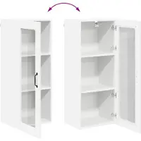 vidaXL Wandglas Kasten LUCCA Wit 40 x 31 x 100 cm Bewerkt hout