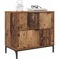 vidaXL Nachtkastje Oud hout 63,5 x 36 x 61 cm Bewerkt hout