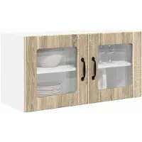 vidaXL Wandglaskast PORTO Sonoma Eik 80 x 31 x 40 cm Bewerkt hout