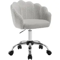 OKWISH Bureaustoel 37,5 x 55 x 81,5 cm - Bloemblad Design En Verstelbaar - Voor Bureau Of Kaptafel - Stof Metaal - Lichtgrijs