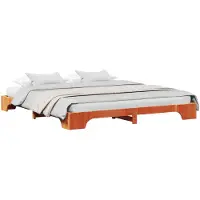 vidaXL Bedframe Wasbruin 200 x 200 cm Massief grenenhout
