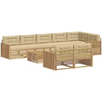 Syfax Buiten bankenset 9 pcs Wit en Beige 79 x 79 x 37 cm Polyester