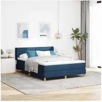 vidaXL Boxspring bed met matras met hoofdeinde Blauw 190 x 140 cm Stof