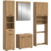 Furnilux Moderne 4-delige badcombinatie in hoge kast met wastafel en spiegelkast