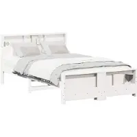 vidaXL Bedframe met plank Wit 140 x 190 cm Massief grenenhout