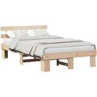 vidaXL Bedframe met hoofdeinde, naturel, 140 x 190 cm, massief grenenhout