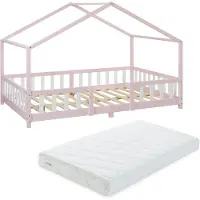 En.casa Kinderbed Treviolo met uitvalbeveiliging en matras 140x200 roze []