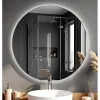 CLP Vendula LED Badkamerspiegel Rond - Touchdimmer - 3 Lichtstanden - Anti-condens - Frameloze Wandspiegel - Ø 60 helder/glas