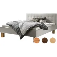 Hasena Noemi gestoffeerd bed massief hout 100% polyester incl. midtrever