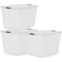 Iris Storage Opbergbox met Clips - 60L - XXL Opslag - Stapelbaar -Kunststof - Transparant/Grijs - Set van 3